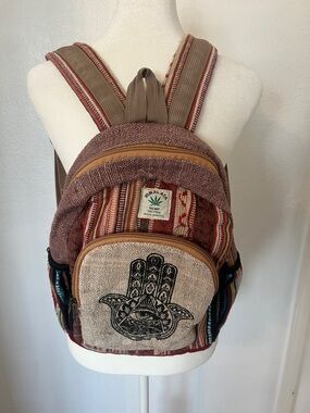 Himalaya Hemp Multicolor Woven Hamsa Backpack